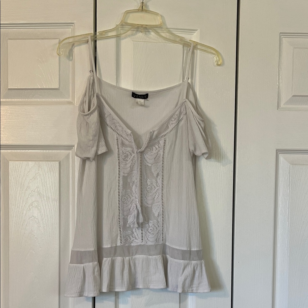 VENUS White Lace Accent Blouse